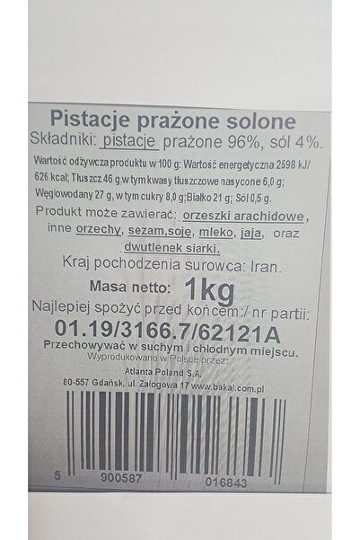 Bakal Fistic prăjit și sărat 1 kg