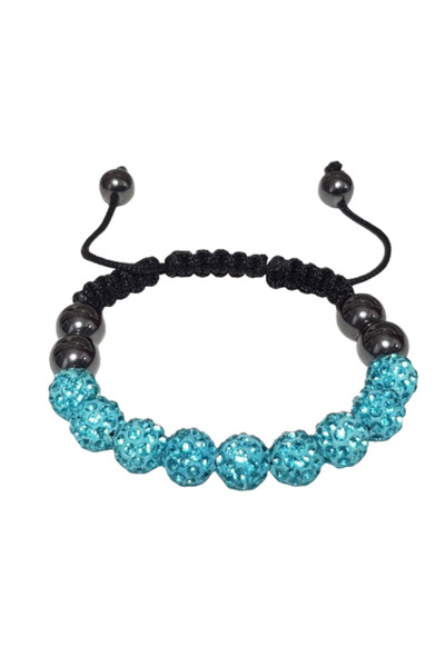 Nafpro Brățară Shamballa 'Vară', reglabilă, albastră