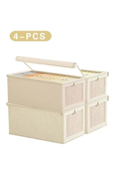 Generic 4 Pack Foldable Closet Storage Organizer Bins, Clear Lid & Visible Wi...