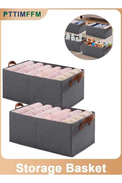 Generic 2 Pack Foldable Fabric Storage Baskets, Large Organizer Bins with Han...