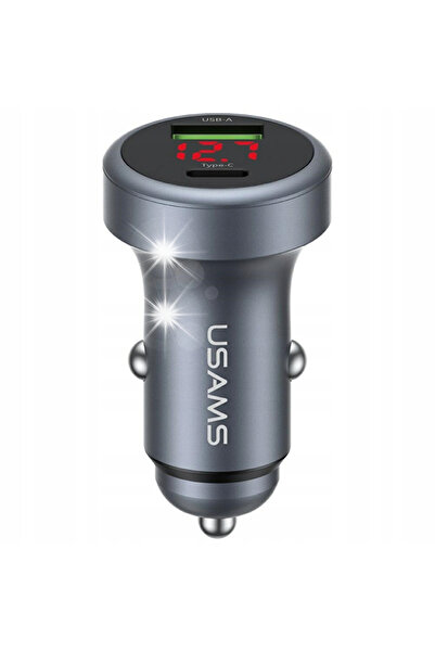 Usams ÎNCĂRCĂTOR AUTO CC327 ALUMINIU 45W USB-A USB-C