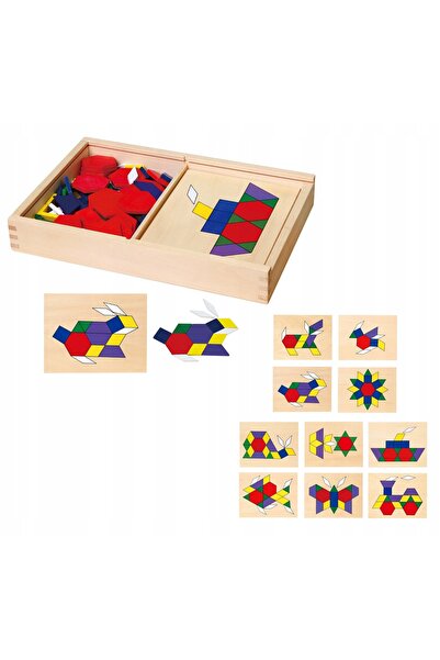 Viga Puzzle mozaic geometric din lemn, blocuri Dienes, joc de logică