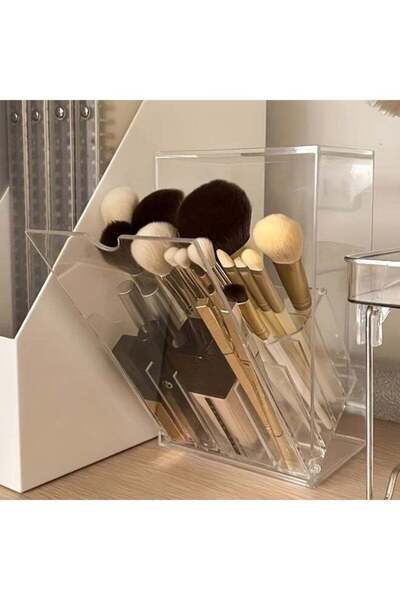 Generic Clear Acrylic Makeup Brush Holder - Adjustable Desktop Organizer for ...