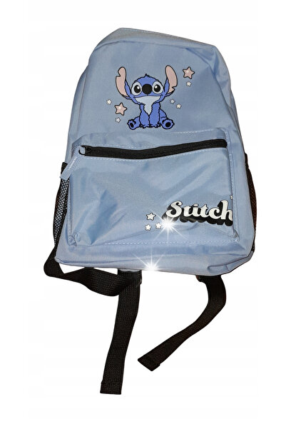 NO BRAND Rucsac cu un singur compartiment Stitch albastru, cu buzunar pentru ...