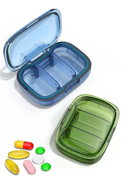 Generic 2-Pack 3-Compartment Moisture-Proof Portable Pill Boxes, Travel Stora...