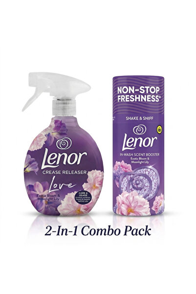 lenor Exotic Bloom 2-IN-1 Laundry Care Combo – Scent Booster Beads 155g & Cre...
