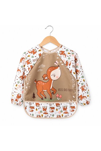 MCT Baby Wear 1-3 Years Old Waterproof Long Sleeve Baby Bib – Deer Patterned