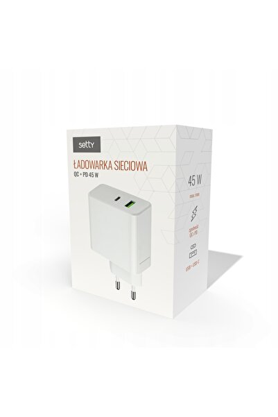 Setty Încărcător de alimentare PD+QC USB + USB-C 45W LSI-01 alb JO