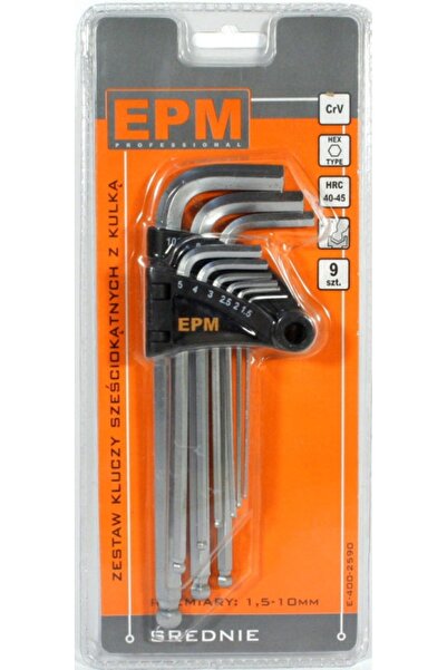 EPM SET CHEI HEXAGONALE TIP L 9 BUCĂȚI CU CAPETE SFERICE MEDIU - E-400-2590