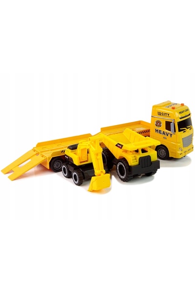 MADEJ CAMION DE CREAȚIE/CONSTRUCȚII, CAMION BASCULANT, EXCAVATOR, SUNETE, 53CM