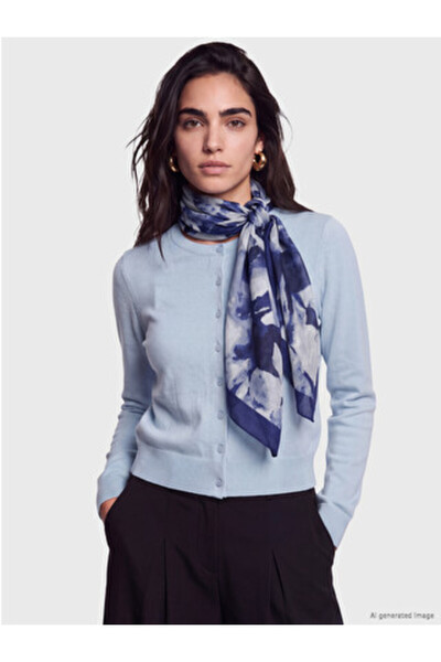 LC Waikiki Blue Floral Patterned Women's Shawl
