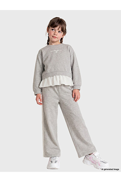 LC Waikiki Lcw Kids Gray Crew Neck Girls' Tracksuit Set