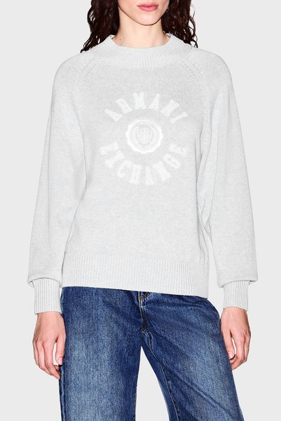 Armani Exchange Logolu % 100 Pamuk Regular Fit Bisiklet Yaka Kazak Kadın KAZA...