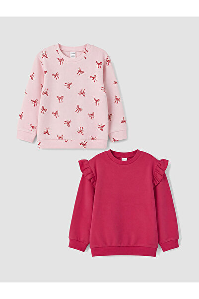 LC Waikiki Patterned Ruffled Girls' Sweatshirt 2-Pack