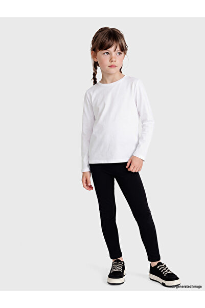 LC Waikiki Özmarka New Season Black Girls' Tights with Elastic Waist