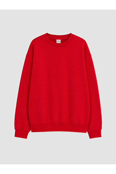 LC Waikiki Alita City Lcw Kids Red Oval Collar Girls' Sweatshirt with a Diffe...