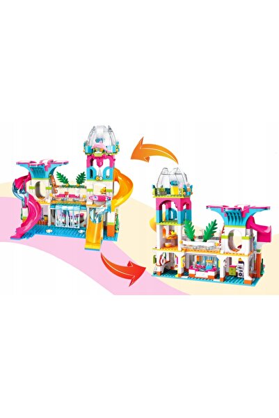 Qman Set de blocuri de construcție Parc Acvatic Casă Păpușă Cadou 828 el