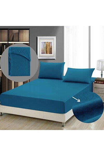 Cotton World Cearșaf de pat 220x200 Frotte 100% bumbac albastru închis