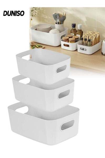 Generic 3-Pack Storage Bin,Small Plastic Containers for Organizing with Handl...