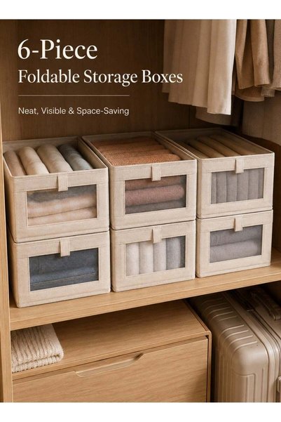 Generic Wardrobe Organizer, 6 Pack Foldable Clothes Storage Boxes with Visibl...