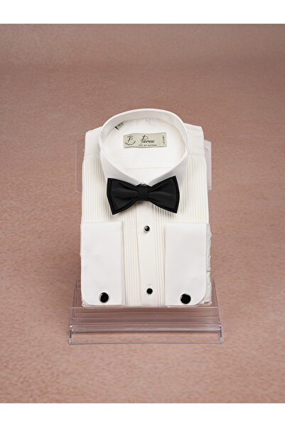 PAREZ Slim Fit Ata Collar Pleated Shirt