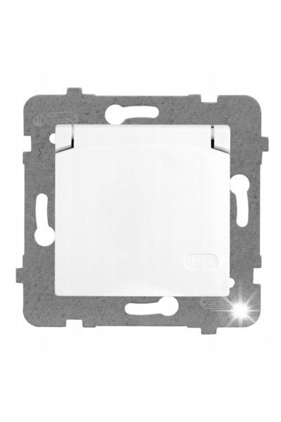 POLMARK Priză ermetică simplă cu rozetă albă - E+PL-66604