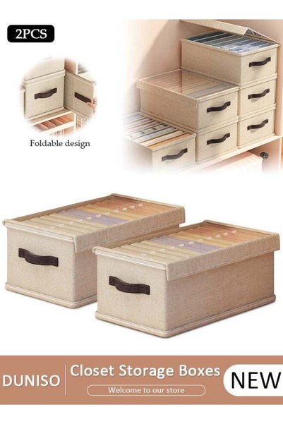 Generic 2pcs Wardrobe Clothes Organizer With Lid Closet Storage Organizer for...