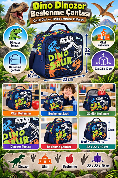 DODOMAR Dino Dinosaur Lunchbox Kids Student School Meal Bag Daily Use 22X22X1...