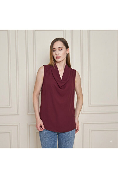 UNIQUE LADY Women's Degaje Collar Sleeveless Blouse - Stylish Satin Top for W...