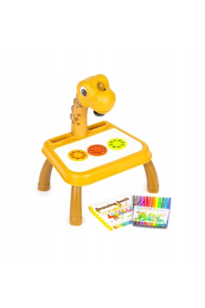 MultiStore Tablă de desen cu proiector dinozaur 12 flamastru 24 modele