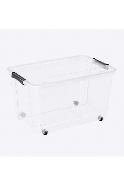 Generic Storage Box with Lid 55L | Clear Stackable Plastic Organizer with Sec...