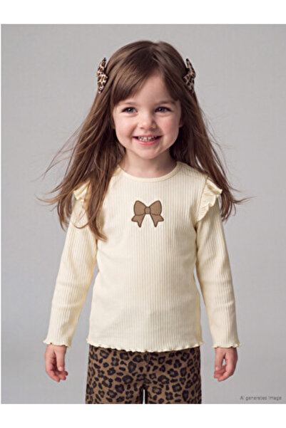 LC Waikiki Ecru Ruffled Embroidered Baby Girl T-Shirt