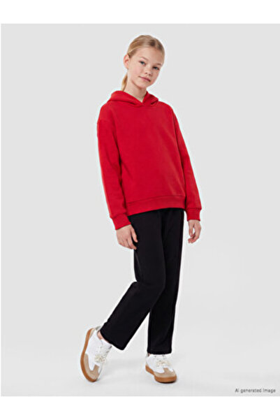 LC Waikiki Black wide leg elastic waist girls' tracksuit bottoms
