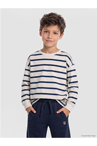 LC Waikiki Navy Blue Boys' Long Sleeve T-Shirt