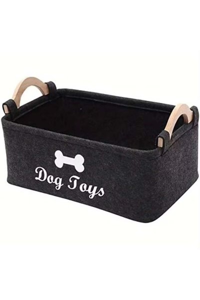 Generic 1pc Vinyl Felt Dog Toy Storage Basket - Pet Toy Organizer Chest with ...