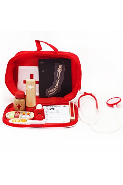 Classic World Set din lemn de valiză medicală mică 19 el.