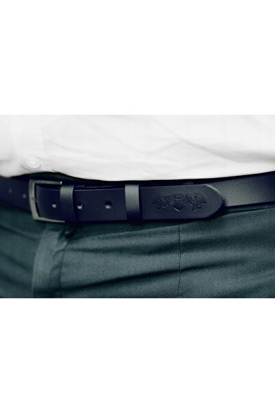 Beltimore Curea din piele bleumarin pentru pantaloni, îngustă