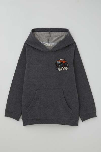 Breeze Erkek Çocuk Sweatshirt Macera Temalı Arazi Aracı Sırt Baskı Detaylı 4-...