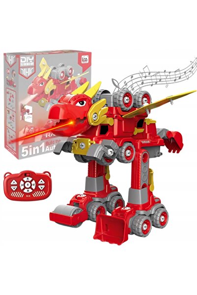 NO BRAND Mașină robot RC 5 în 1 de asamblat, luminoasă, Autobot, cu telecoman...