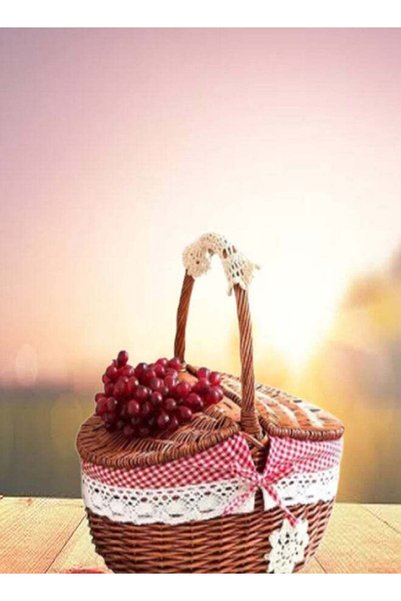 Generic Hand Woven Fruits Rattan Basket with Holder Multi Colour 38x28x38cm