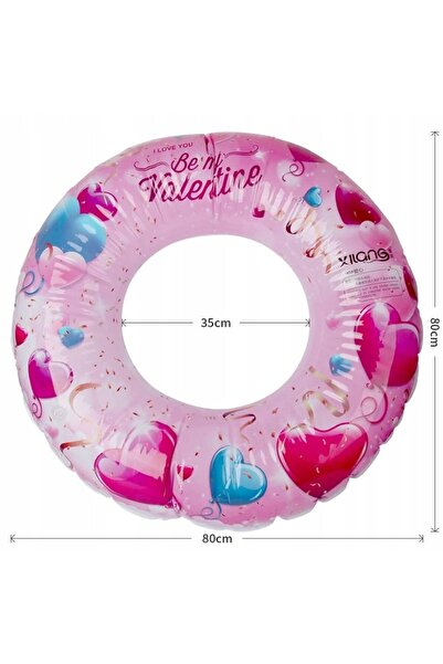 NO BRAND Colac de înot roz în formă de inimă, diametru 80cm