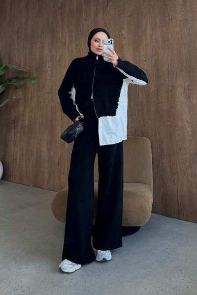 Şule Giyim Frida Shirt Detail Luxury Set Black