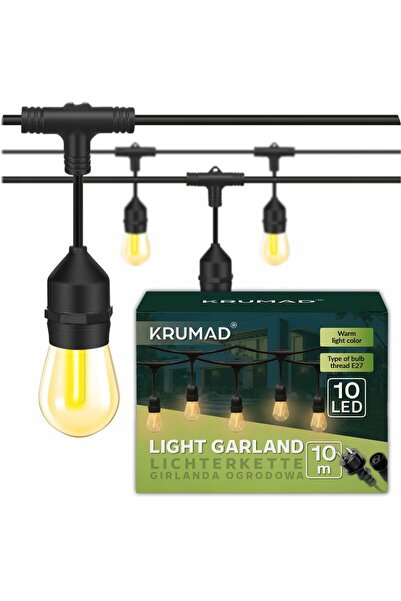 Krumad Ghirlandă LED pentru grădină, lanț luminos de grădină, 10 m, becuri E2...