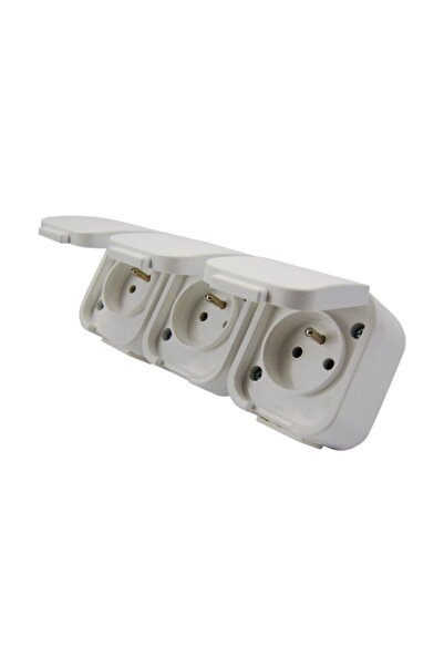 ABEX Priză triplă B2 N/T cu unipolar IP54 albă cu capac alb - E+9002115