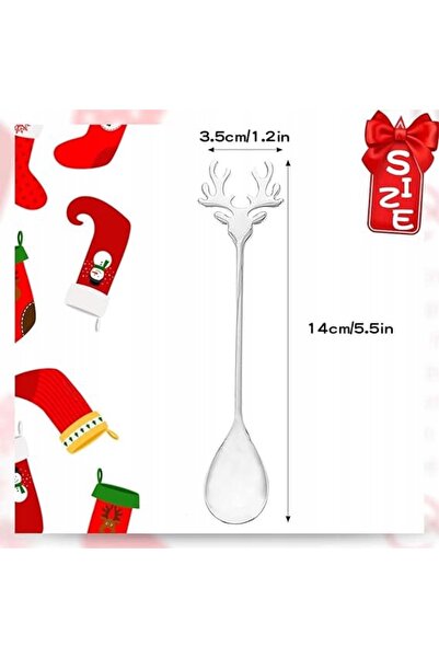 NO BRAND Lingurițe decorative pentru desert cu reni, 6 bucăți