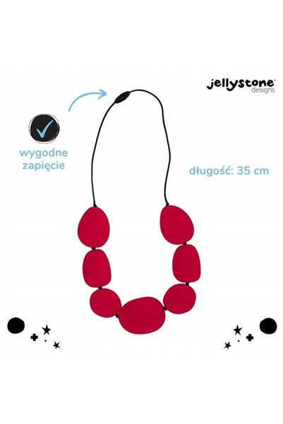 Jellystone Colier din silicon cu pietre roșii, sigur pentru copii.