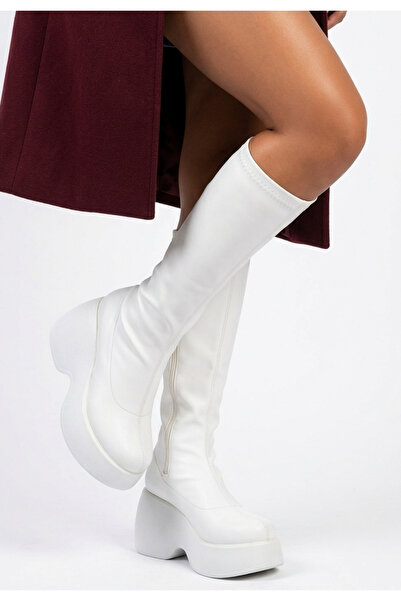 Erbilden Women's Boots White Skin Stylish Luco