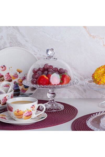 ALTOM DESIGN Vază de sticlă pe suport cu abajur rotund elegant 1 buc.