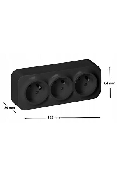 Orno Priză triplă N/T TODO 2P+Z IP20, Negru - ON-7209/B