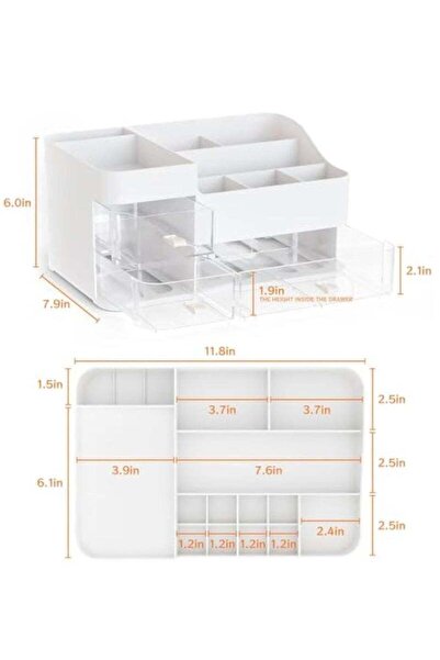 Generic White Large Capacity Makeup Skincare Organizer with Drawers, Multi‑Pu...